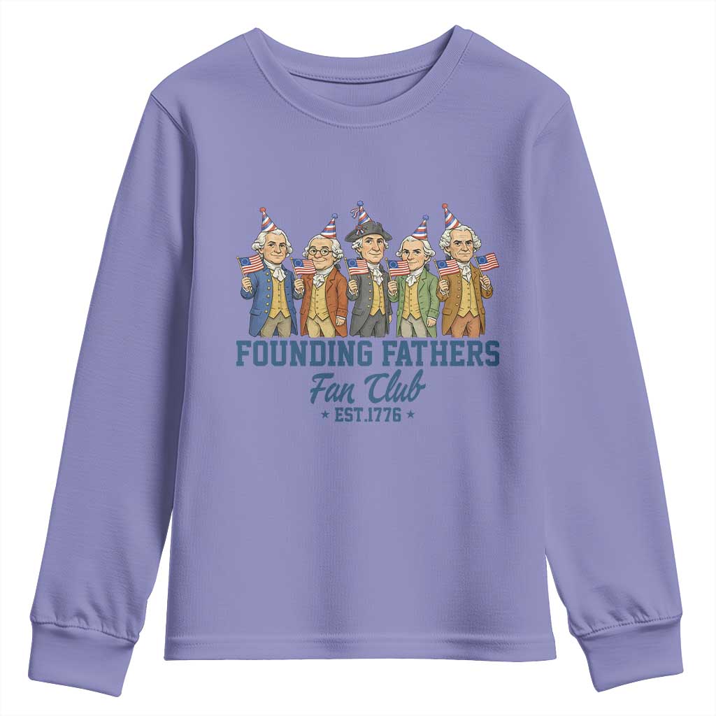 Funny Founding Fathers Fan Club Youth Sweatshirt American History Lovers TS12 Violet Print Your Wear