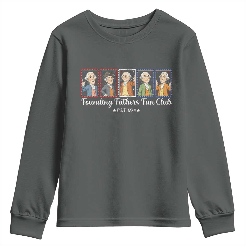Funny Founding Fathers Fan Club Patriotic History Youth Sweatshirt TS12 Dark Heather Print Your Wear