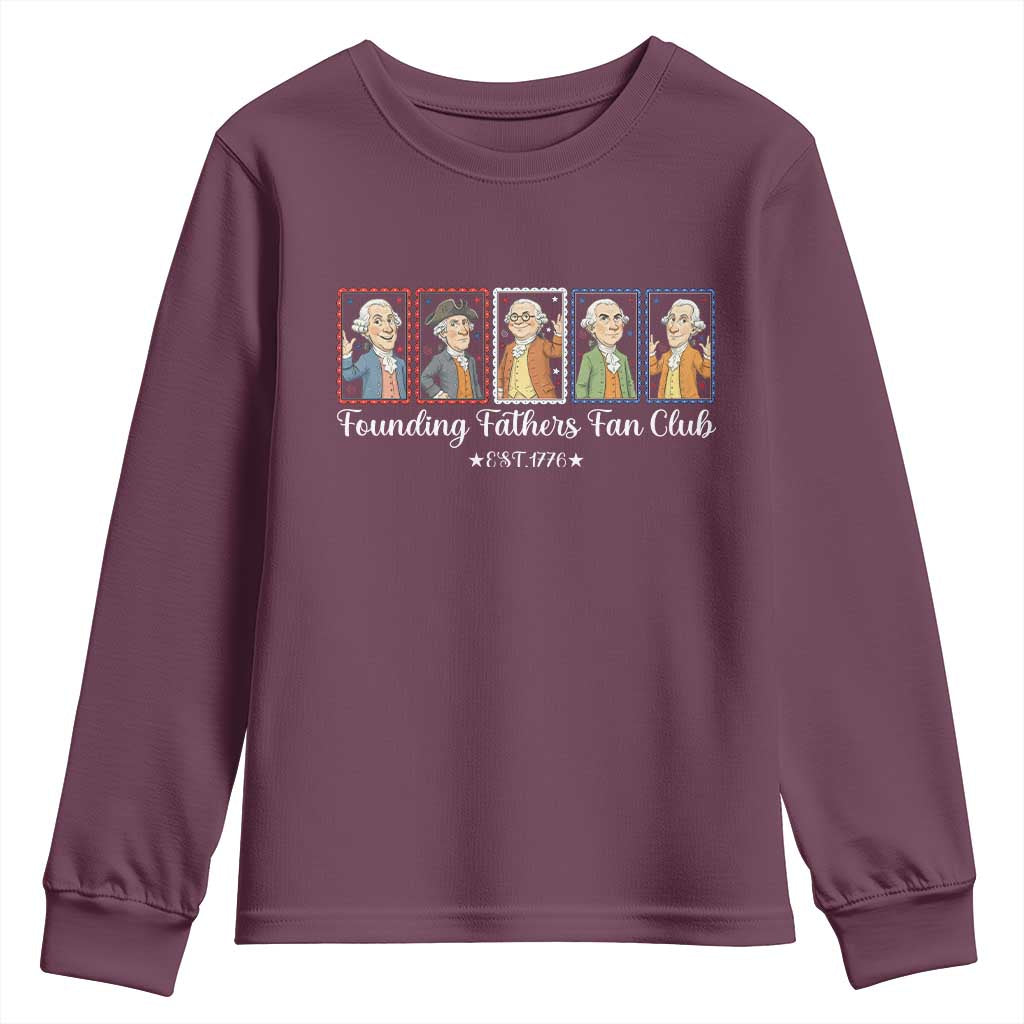 Funny Founding Fathers Fan Club Patriotic History Youth Sweatshirt TS12 Maroon Print Your Wear