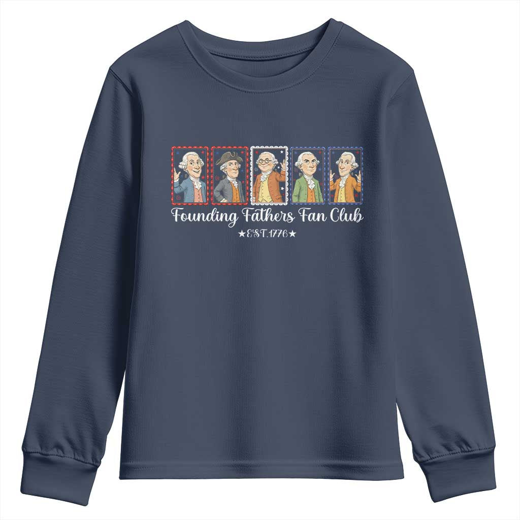 Funny Founding Fathers Fan Club Patriotic History Youth Sweatshirt TS12 Navy Print Your Wear