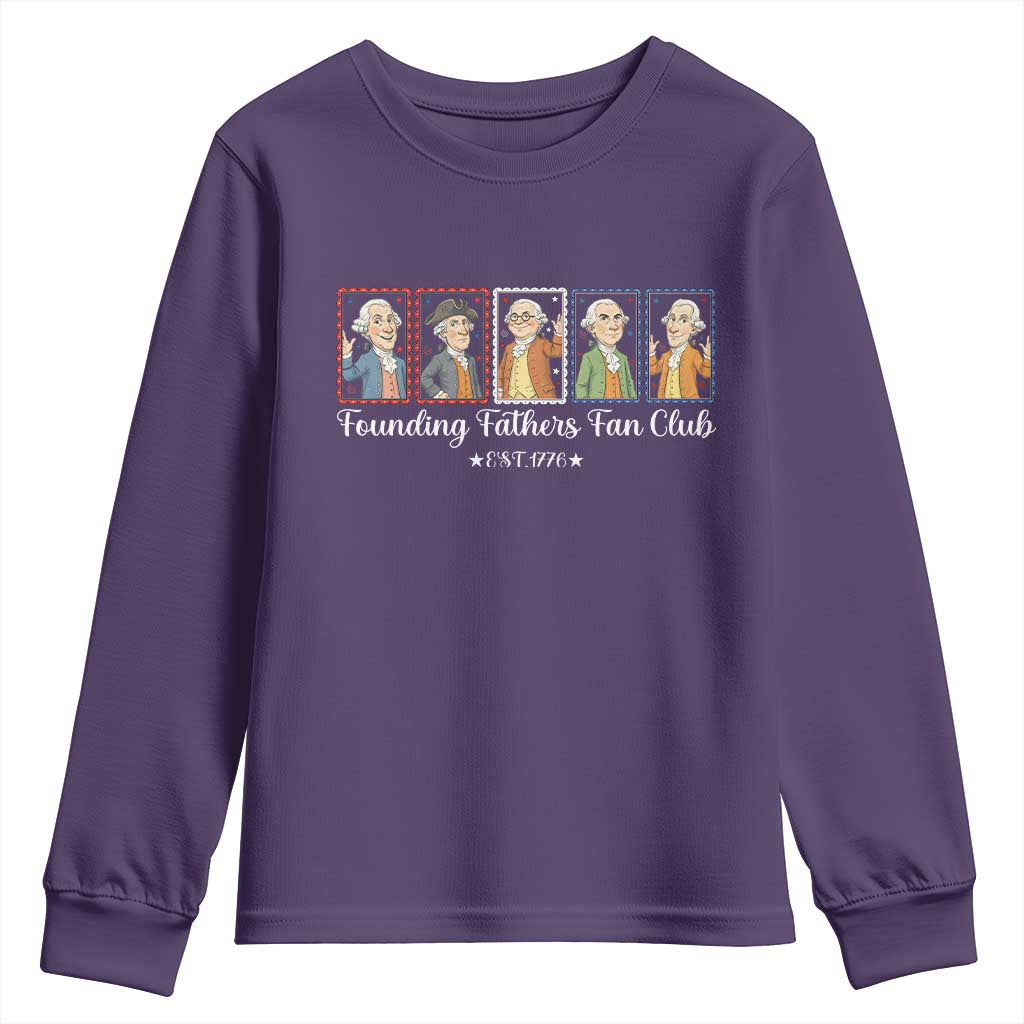Funny Founding Fathers Fan Club Patriotic History Youth Sweatshirt TS12 Purple Print Your Wear