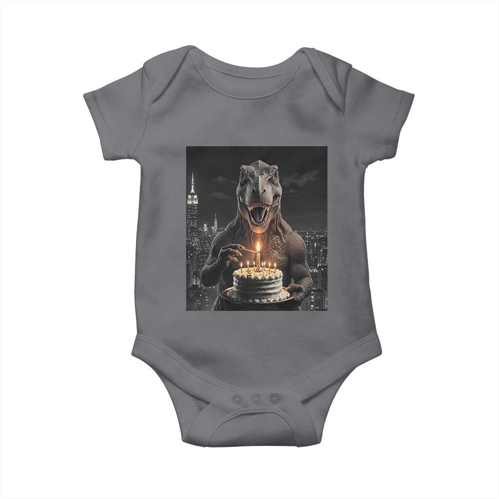 Funny Birthday Dinosaur Baby Onesie Prehistoric Party Celebration TS12 Charcoal Print Your Wear