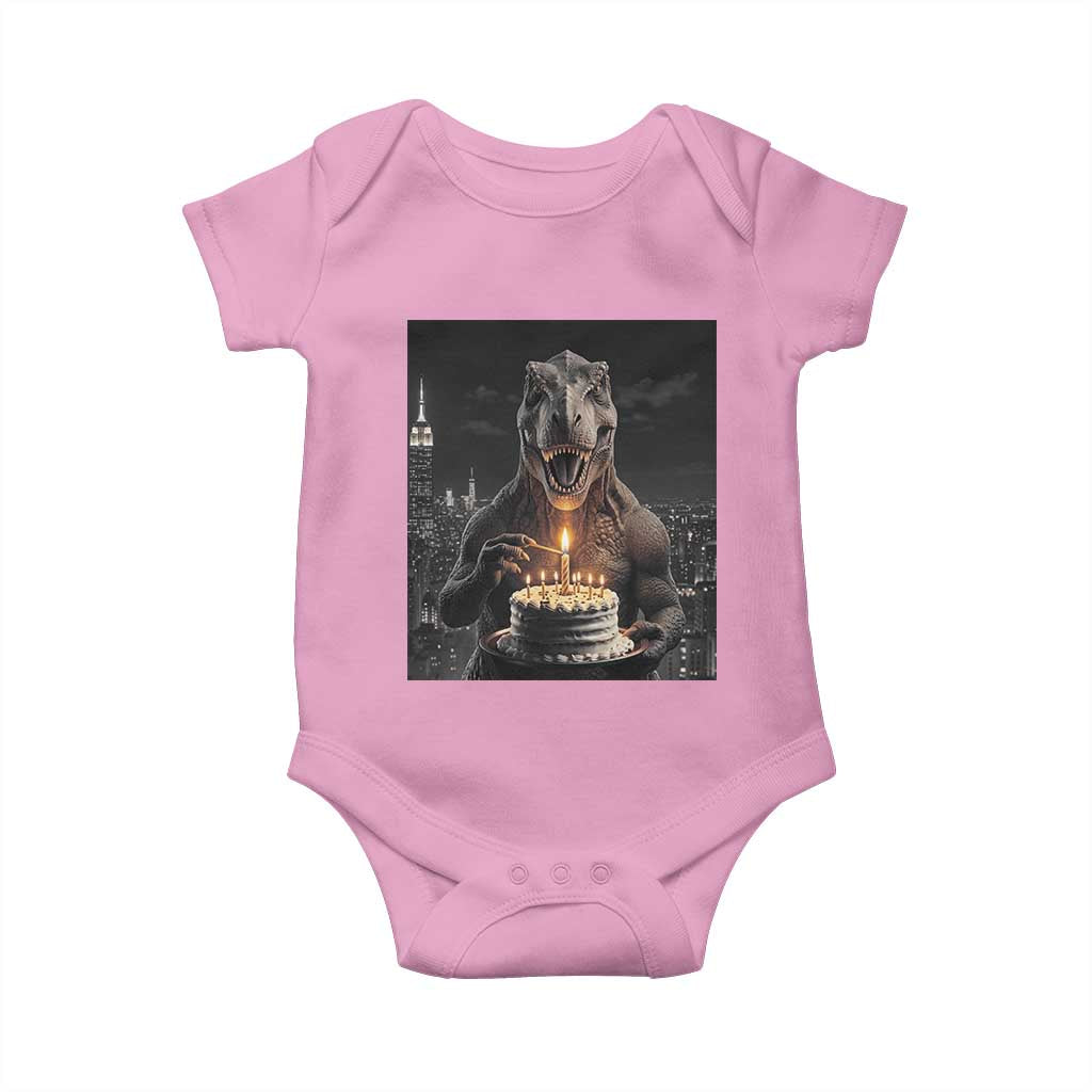 Funny Birthday Dinosaur Baby Onesie Prehistoric Party Celebration TS12 Light Pink Print Your Wear