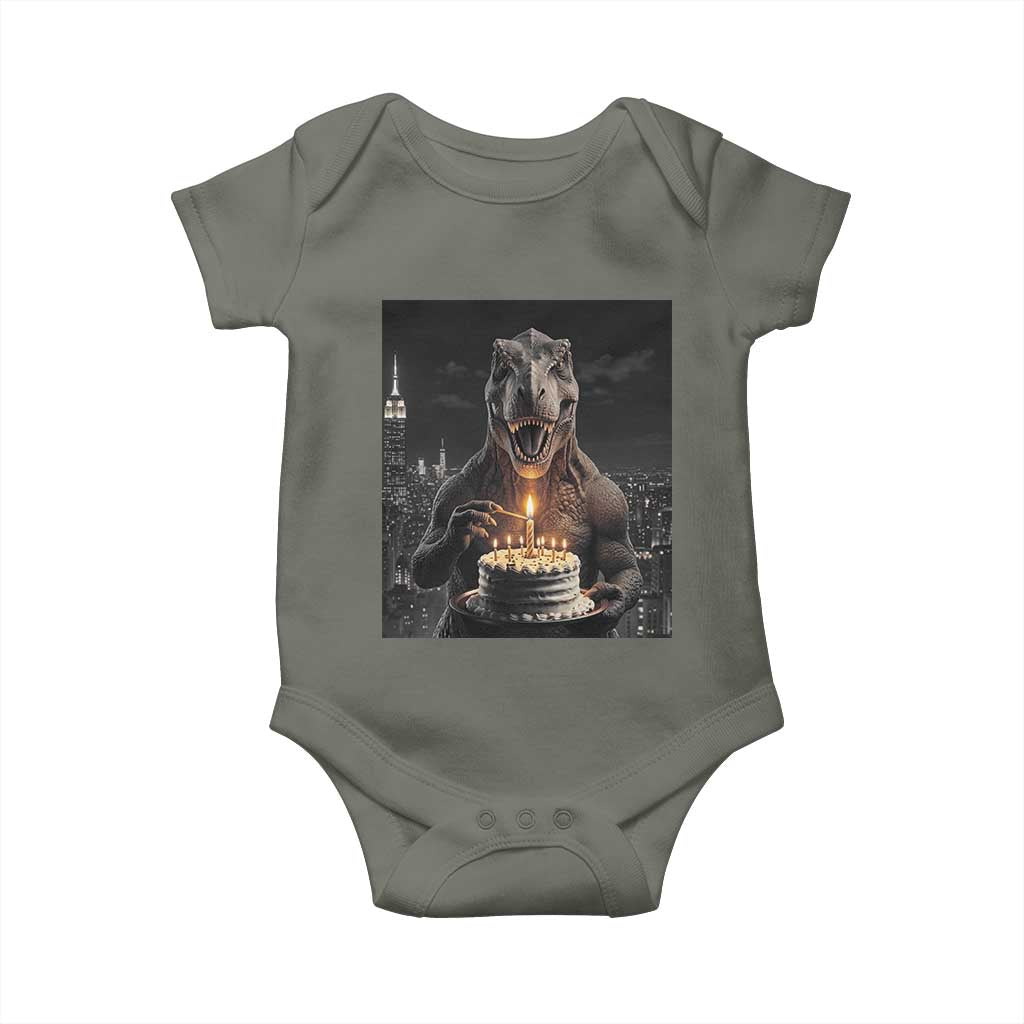 Funny Birthday Dinosaur Baby Onesie Prehistoric Party Celebration TS12 Military Green Print Your Wear