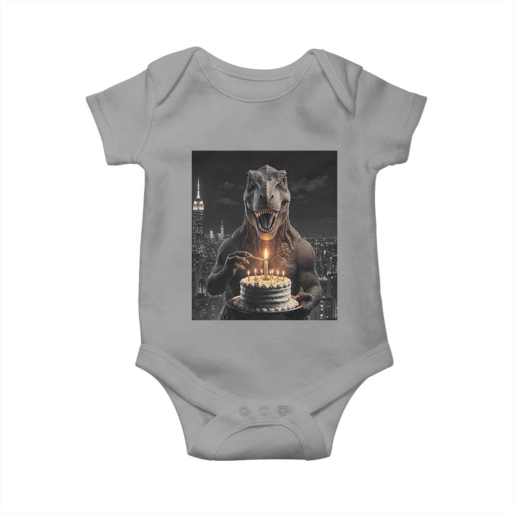 Funny Birthday Dinosaur Baby Onesie Prehistoric Party Celebration TS12 Sport Gray Print Your Wear