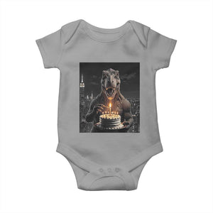 Funny Birthday Dinosaur Baby Onesie Prehistoric Party Celebration TS12 Sport Gray Print Your Wear