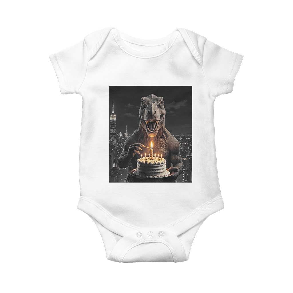 Funny Birthday Dinosaur Baby Onesie Prehistoric Party Celebration TS12 White Print Your Wear