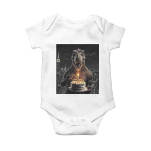 Funny Birthday Dinosaur Baby Onesie Prehistoric Party Celebration TS12 White Print Your Wear