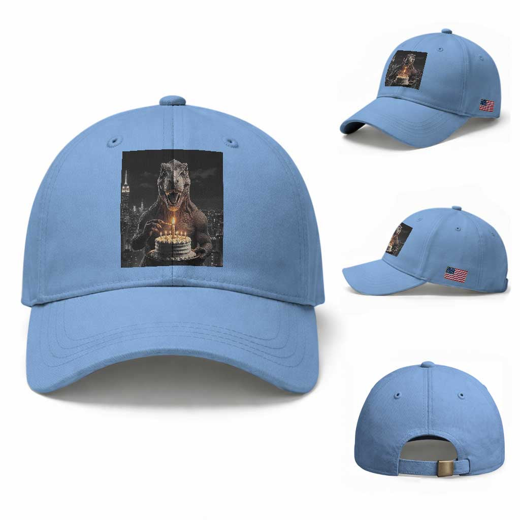 Funny Birthday Dinosaur Baseball Cap Prehistoric Party Celebration TS12 Baseball Cap Universal Fit Light Blue Print Your Wear