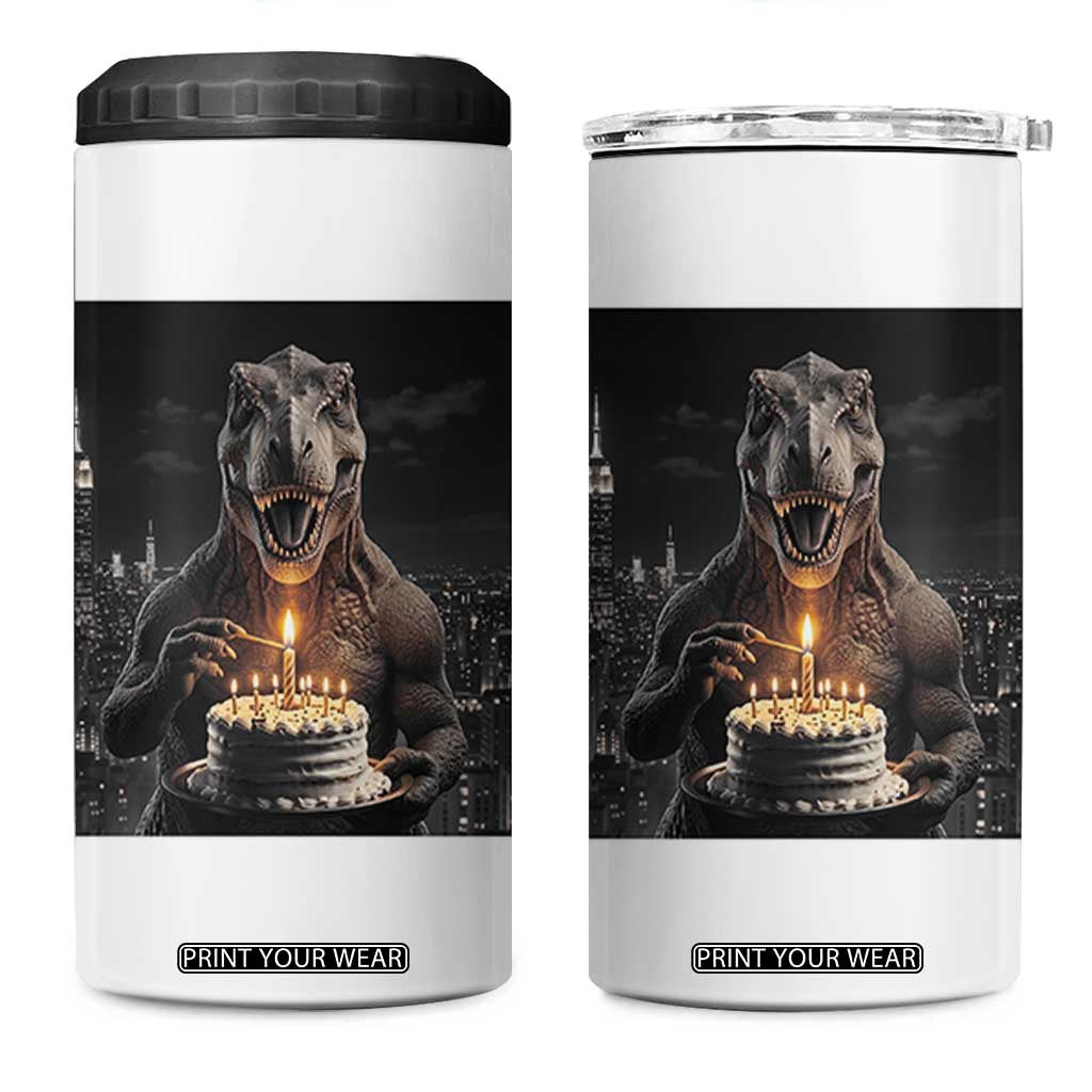 Funny Birthday Dinosaur 4 in 1 Can Cooler Tumbler Prehistoric Party Celebration TS12 One Size: 16 oz White Print Your Wear
