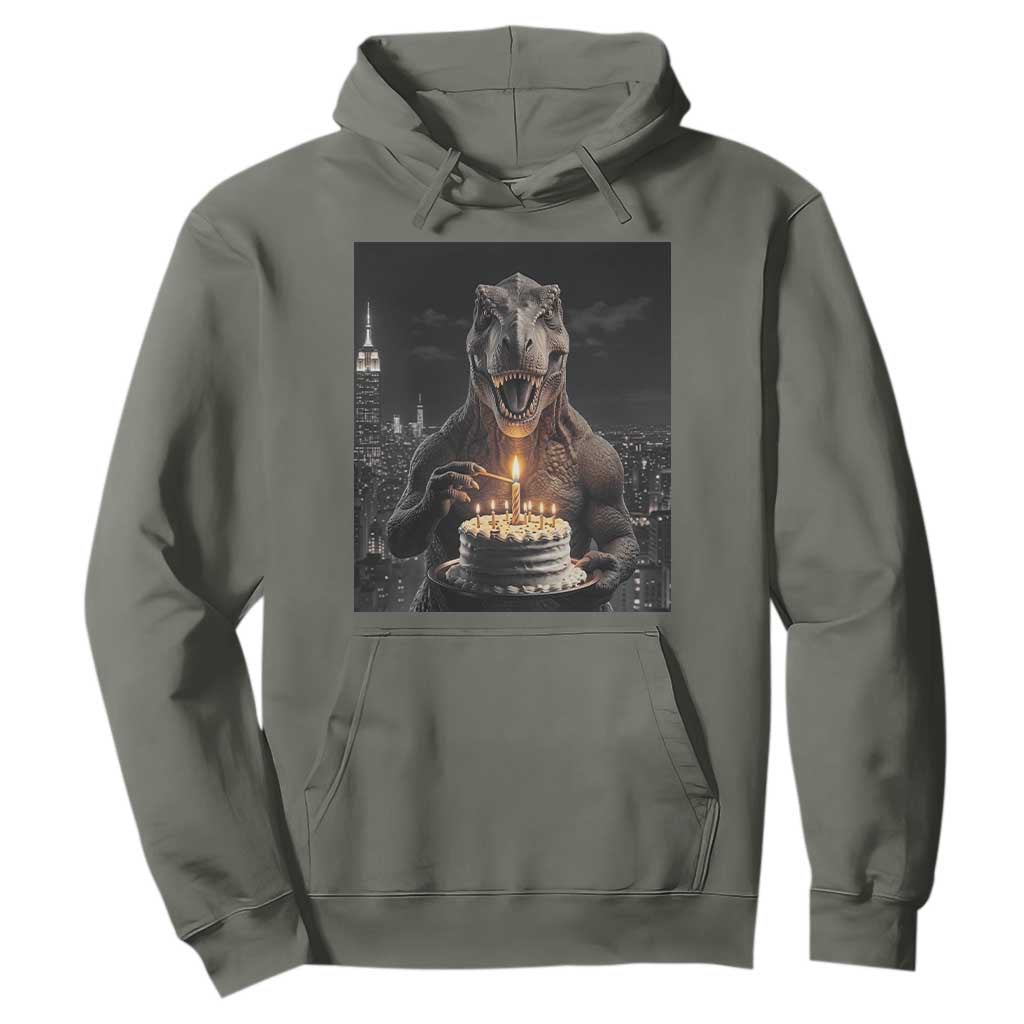 Funny Birthday Dinosaur Hoodie Prehistoric Party Celebration TS12 Military Green Print Your Wear