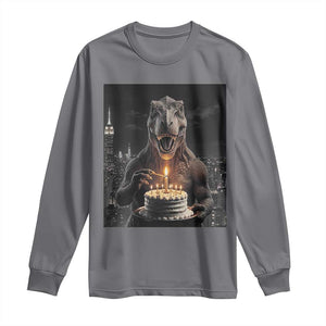 Funny Birthday Dinosaur Long Sleeve Shirt Prehistoric Party Celebration TS12 Charcoal Print Your Wear