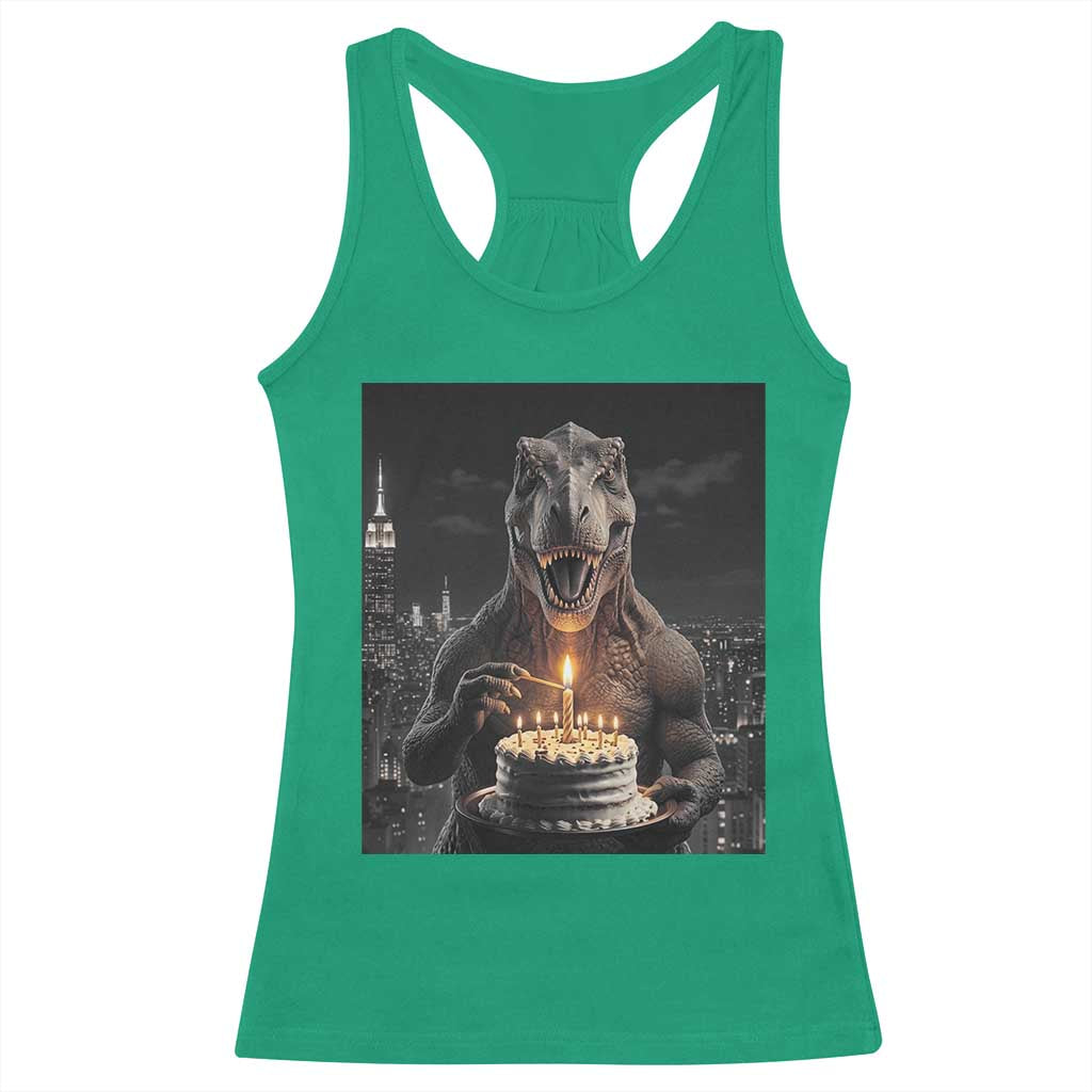 Funny Birthday Dinosaur Racerback Tank Top Prehistoric Party Celebration TS12 Irish Green Print Your Wear