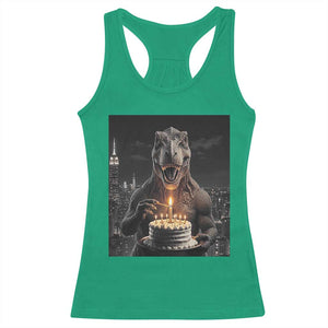 Funny Birthday Dinosaur Racerback Tank Top Prehistoric Party Celebration TS12 Irish Green Print Your Wear
