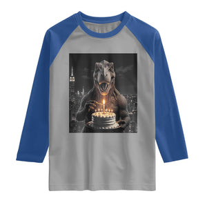 Funny Birthday Dinosaur Raglan Shirt Prehistoric Party Celebration TS12 Sport Gray Royal Print Your Wear