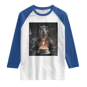Funny Birthday Dinosaur Raglan Shirt Prehistoric Party Celebration TS12 White Royal Print Your Wear