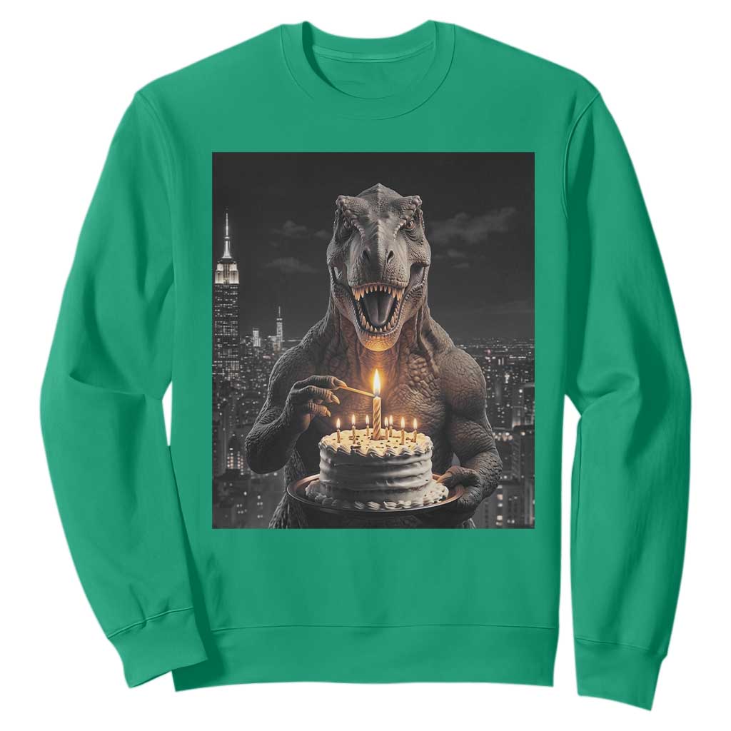 Funny Birthday Dinosaur Sweatshirt Prehistoric Party Celebration TS12 Irish Green Print Your Wear