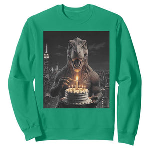 Funny Birthday Dinosaur Sweatshirt Prehistoric Party Celebration TS12 Irish Green Print Your Wear