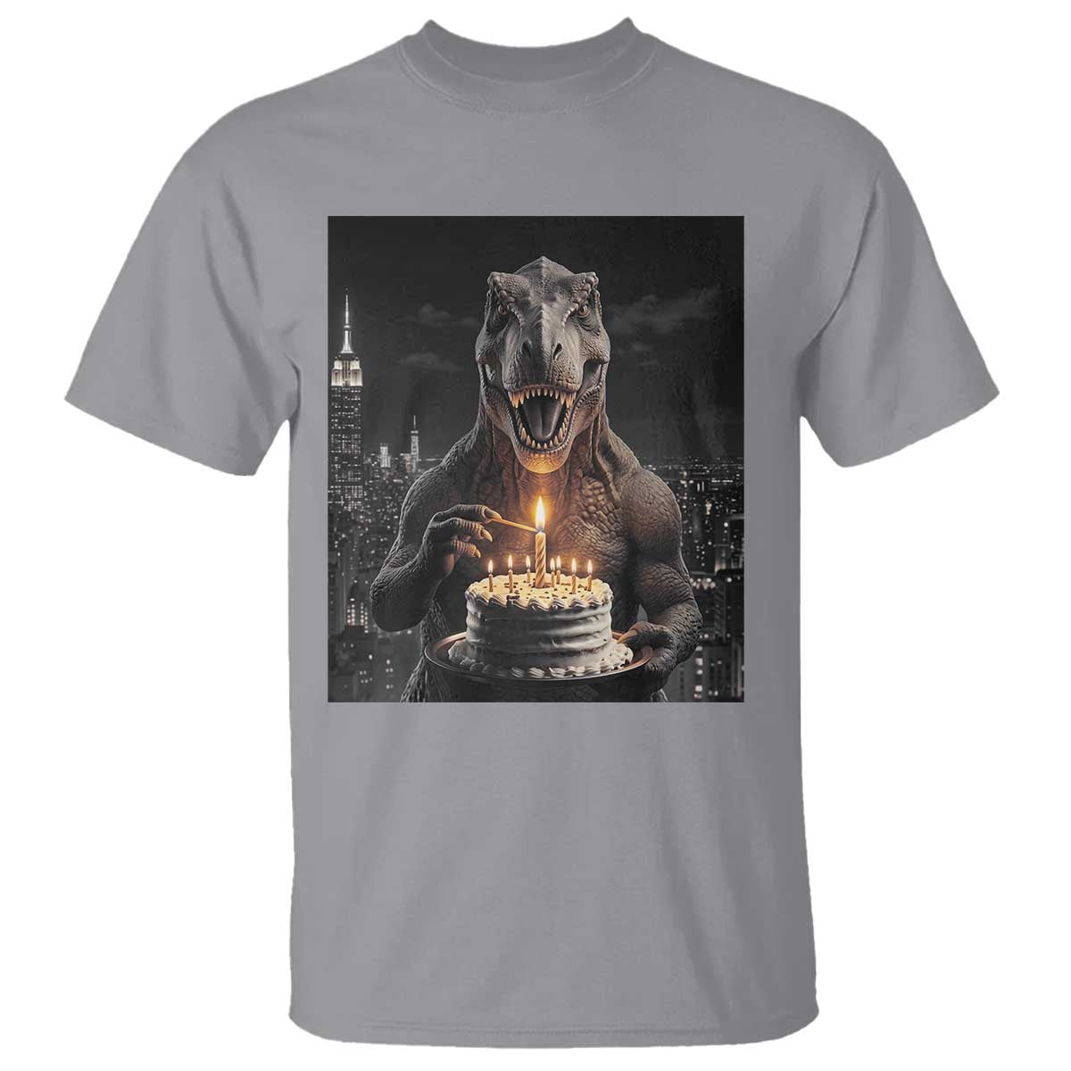 Funny Birthday Dinosaur T Shirt Prehistoric Party Celebration TS12 Sport Gray Print Your Wear