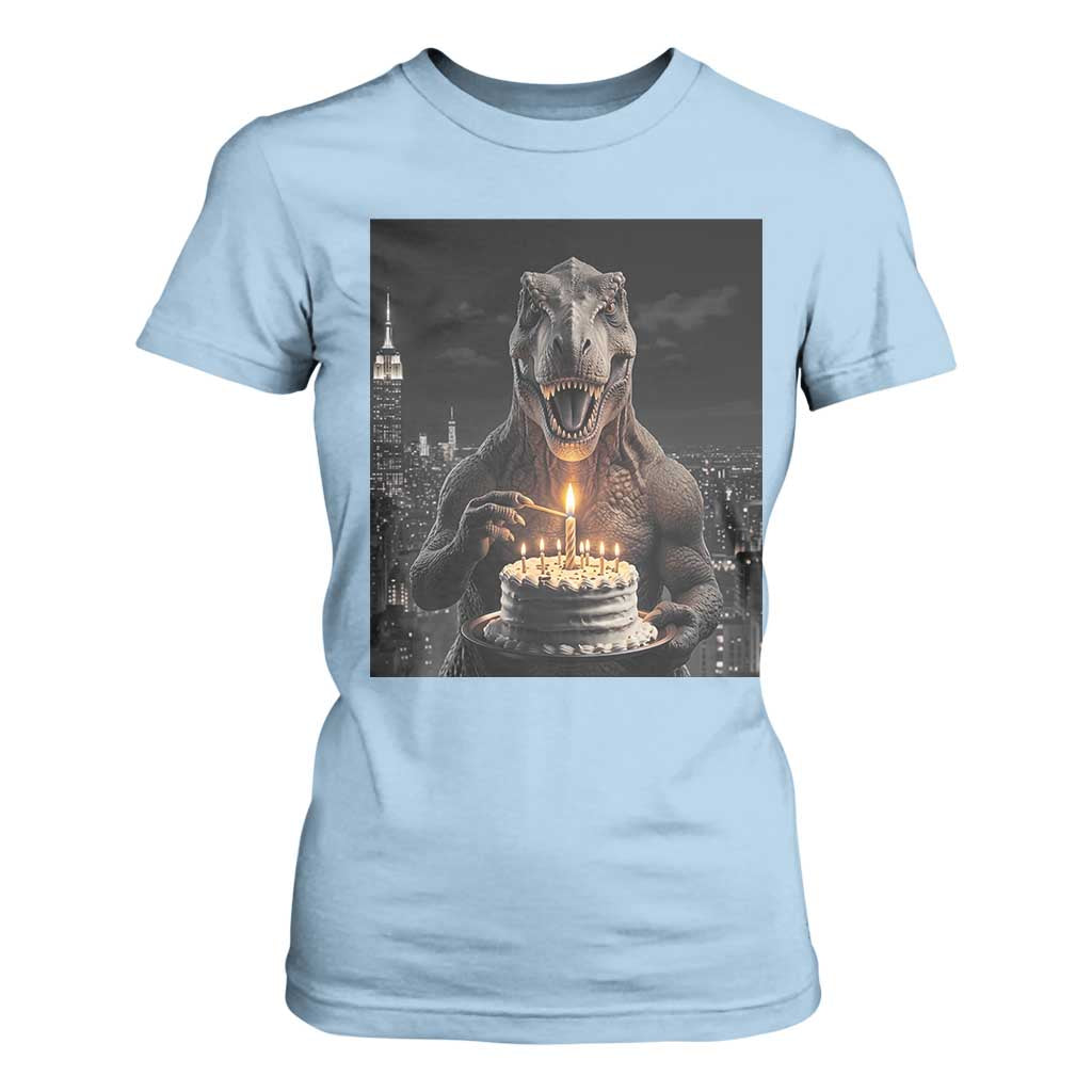 Funny Birthday Dinosaur T Shirt For Women Prehistoric Party Celebration TS12 Light Blue Print Your Wear