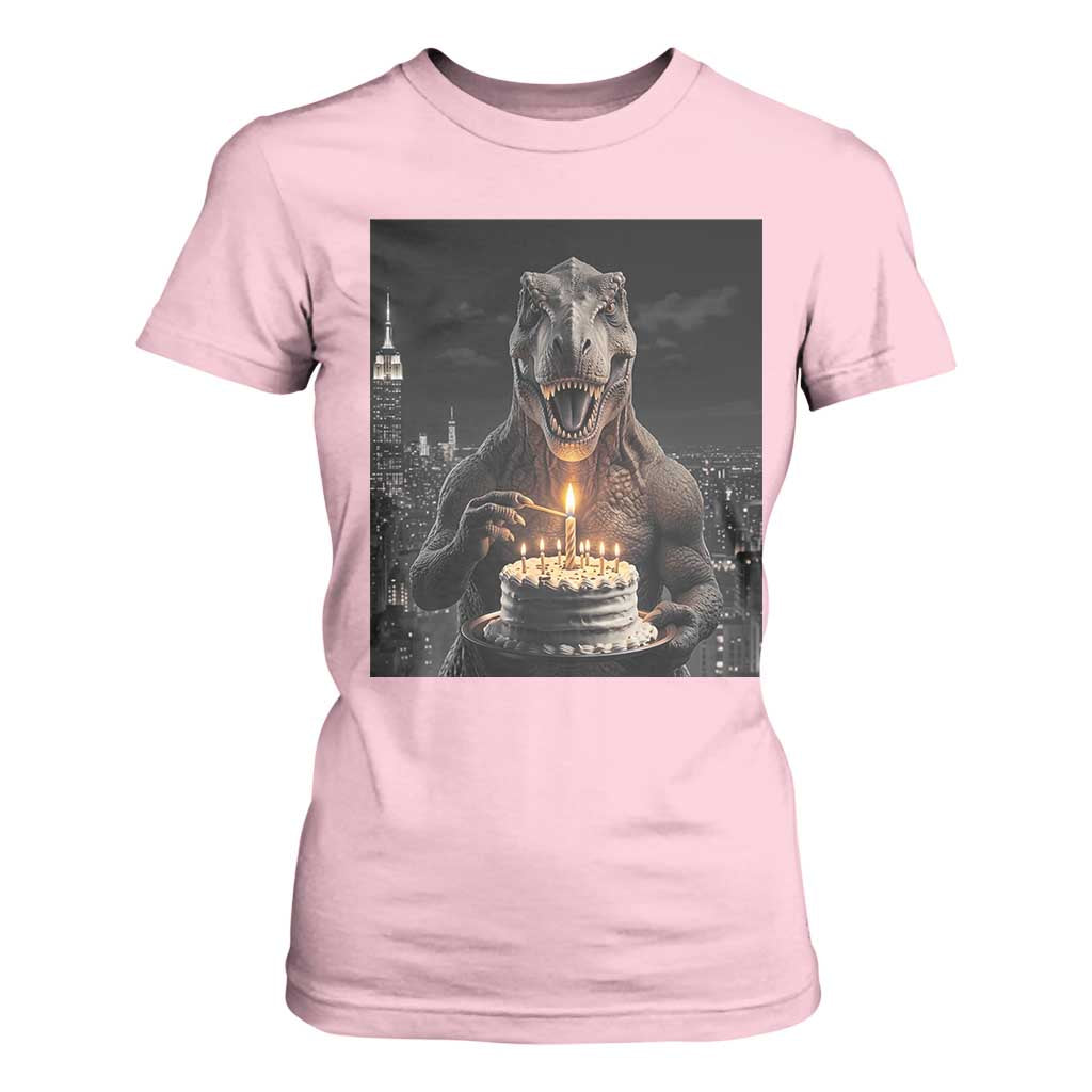 Funny Birthday Dinosaur T Shirt For Women Prehistoric Party Celebration TS12 Light Pink Print Your Wear