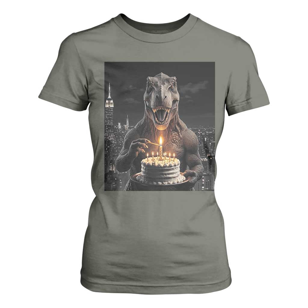 Funny Birthday Dinosaur T Shirt For Women Prehistoric Party Celebration TS12 Military Green Print Your Wear
