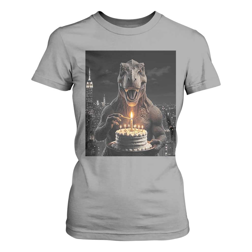 Funny Birthday Dinosaur T Shirt For Women Prehistoric Party Celebration TS12 Sport Gray Print Your Wear