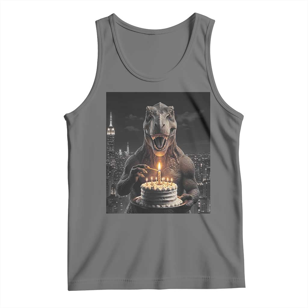Funny Birthday Dinosaur Tank Top Prehistoric Party Celebration TS12 Black Heather Print Your Wear