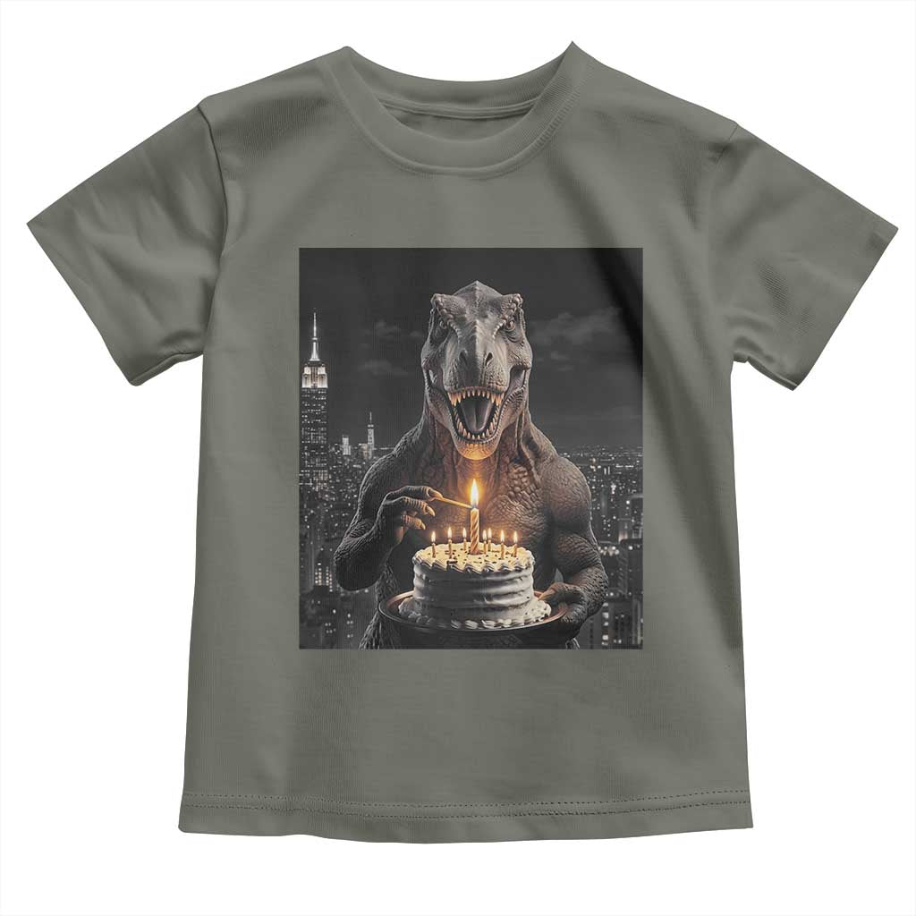 Funny Birthday Dinosaur Toddler T Shirt Prehistoric Party Celebration TS12 Military Green Print Your Wear