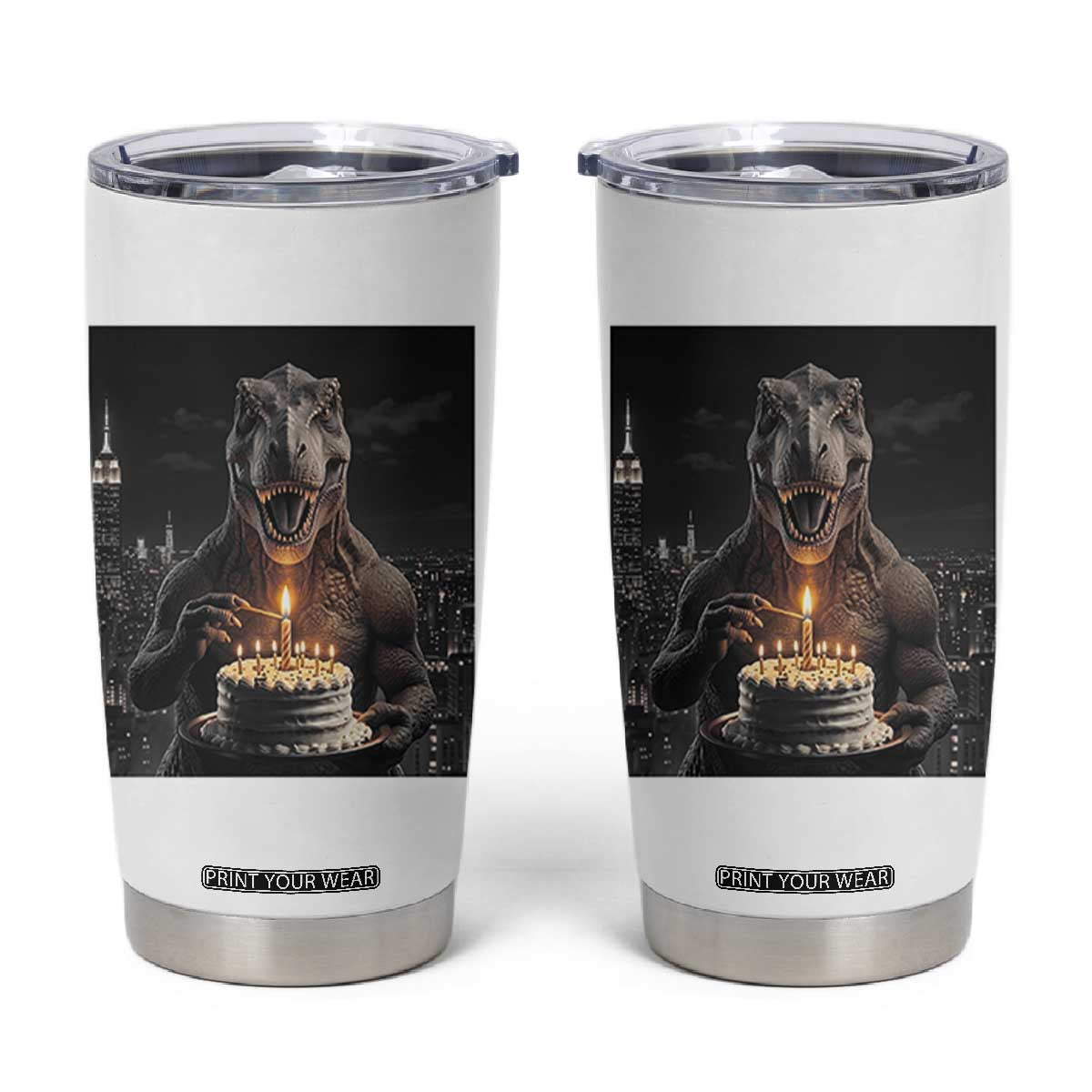Funny Birthday Dinosaur Tumbler Cup Prehistoric Party Celebration TS12 White Print Your Wear
