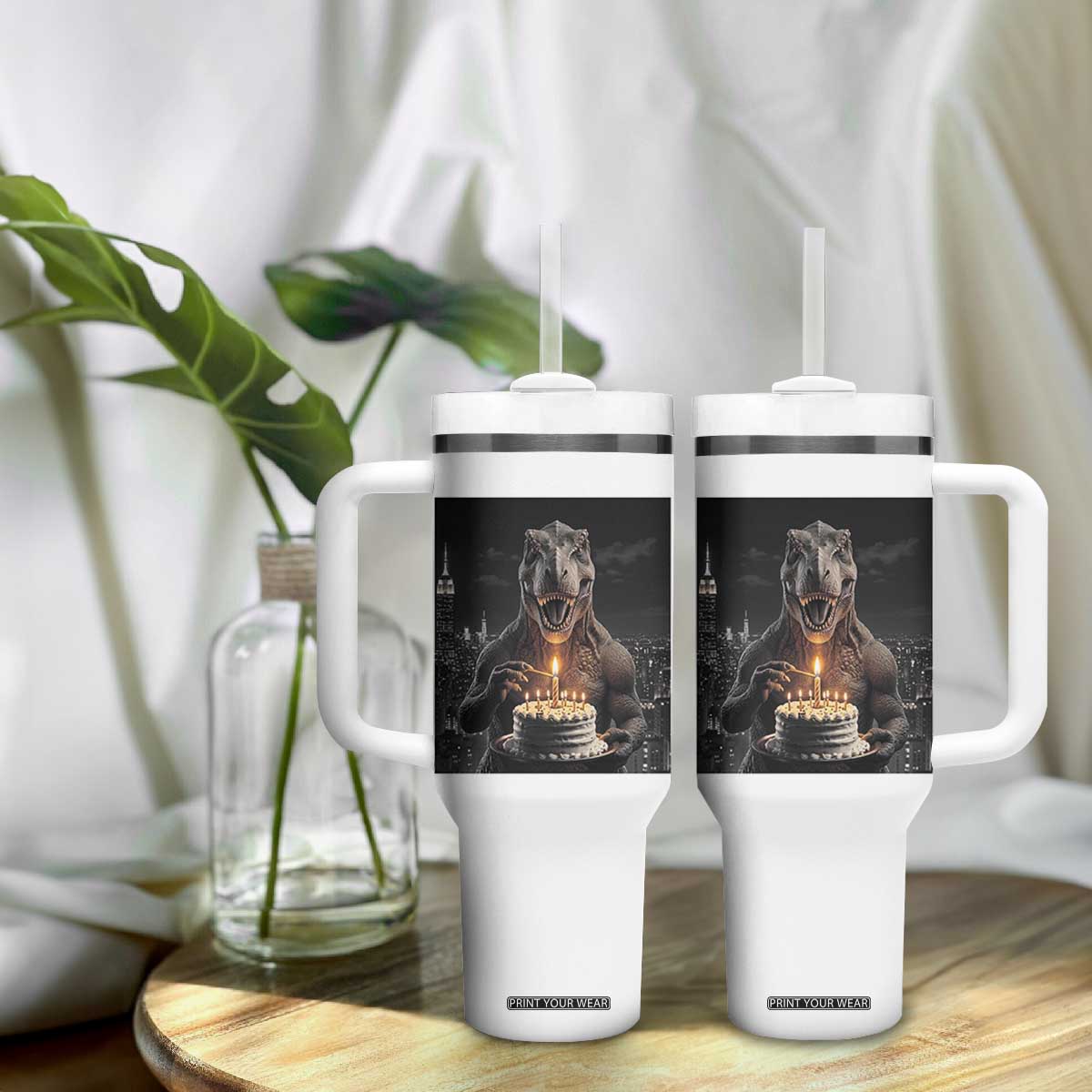 Funny Birthday Dinosaur Tumbler With Handle Prehistoric Party Celebration TS12 Print Your Wear