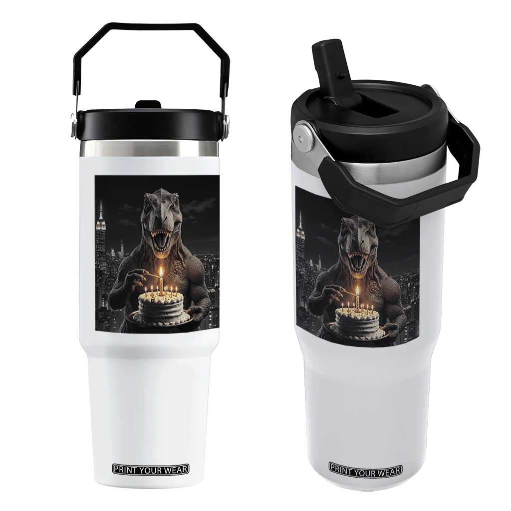 Funny Birthday Dinosaur Flip Straw Tumbler Prehistoric Party Celebration TS12 One Size: 30 oz White Print Your Wear