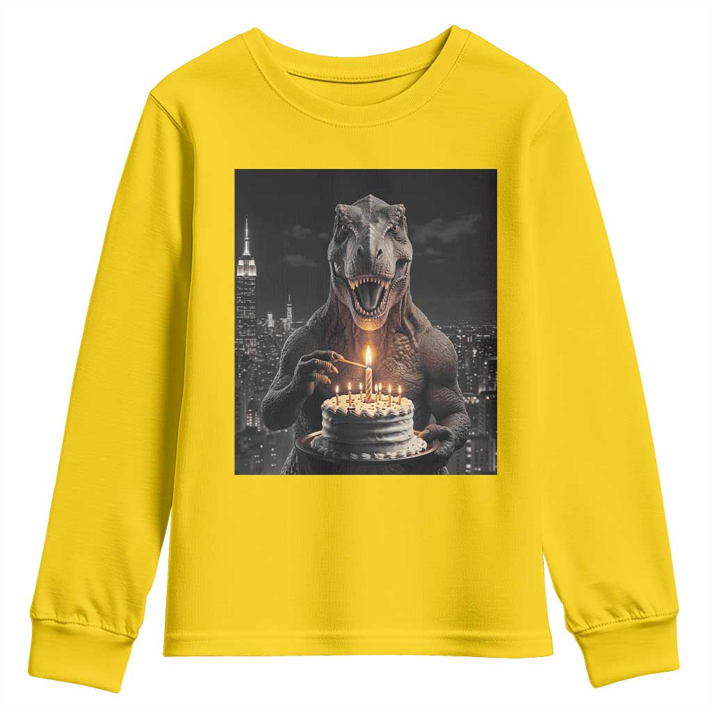 Funny Birthday Dinosaur Youth Sweatshirt Prehistoric Party Celebration TS12 Daisy Print Your Wear