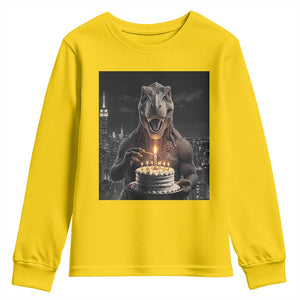 Funny Birthday Dinosaur Youth Sweatshirt Prehistoric Party Celebration TS12 Daisy Print Your Wear
