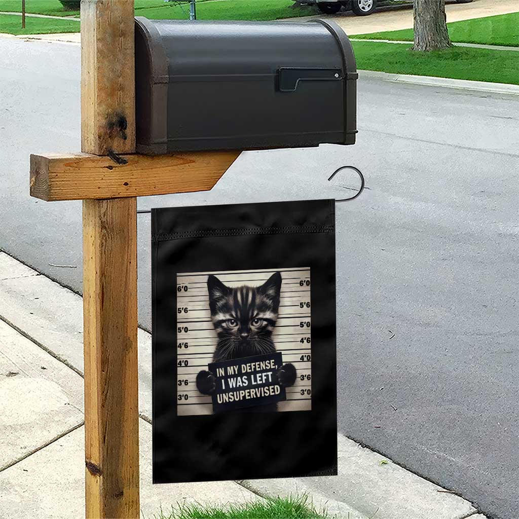 Funny Bad Cat Attitude Garden Flag In My Defense I Was Left Unsupervised TS12 Print Your Wear