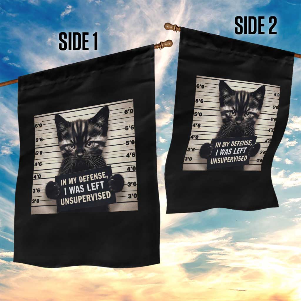 Funny Bad Cat Attitude Garden Flag In My Defense I Was Left Unsupervised TS12 Print Your Wear
