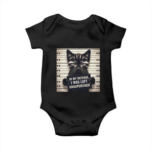 Funny Bad Cat Attitude Baby Onesie In My Defense I Was Left Unsupervised TS12 Black Print Your Wear