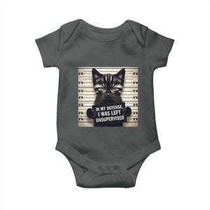 Funny Bad Cat Attitude Baby Onesie In My Defense I Was Left Unsupervised TS12 Dark Heather Print Your Wear
