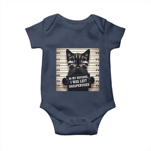 Funny Bad Cat Attitude Baby Onesie In My Defense I Was Left Unsupervised TS12 Navy Print Your Wear