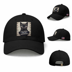 Funny Bad Cat Attitude Baseball Cap In My Defense I Was Left Unsupervised TS12 Baseball Cap Universal Fit Black Print Your Wear