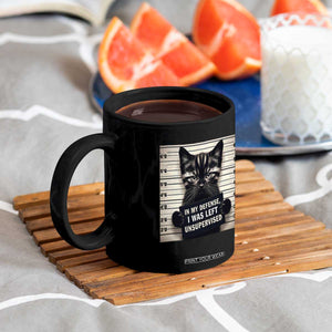 Funny Bad Cat Attitude Coffee Mug In My Defense I Was Left Unsupervised TS12 Print Your Wear