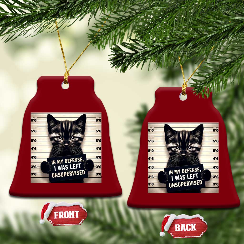 Funny Bad Cat Attitude Ceramic Ornament In My Defense I Was Left Unsupervised TS12 Print Your Wear