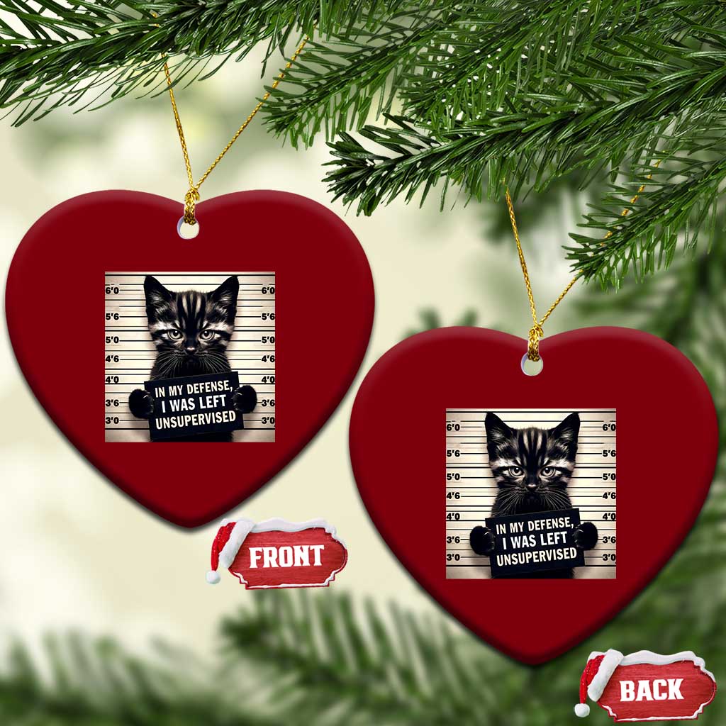 Funny Bad Cat Attitude Ceramic Ornament In My Defense I Was Left Unsupervised TS12 Print Your Wear