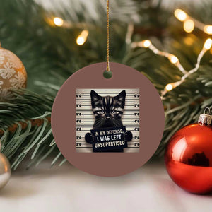 Funny Bad Cat Attitude Ceramic Ornament In My Defense I Was Left Unsupervised TS12 1pc Mocha Print Your Wear
