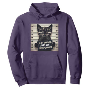 Funny Bad Cat Attitude Hoodie In My Defense I Was Left Unsupervised TS12 Purple Print Your Wear