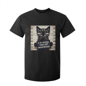 Funny Bad Cat Attitude T Shirt For Kid In My Defense I Was Left Unsupervised TS12 Black Print Your Wear