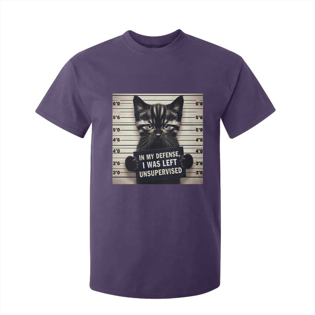 Funny Bad Cat Attitude T Shirt For Kid In My Defense I Was Left Unsupervised TS12 Purple Print Your Wear