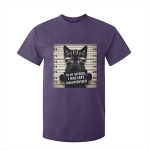 Funny Bad Cat Attitude T Shirt For Kid In My Defense I Was Left Unsupervised TS12 Purple Print Your Wear