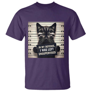 Funny Bad Cat Attitude T Shirt In My Defense I Was Left Unsupervised TS12 Purple Print Your Wear