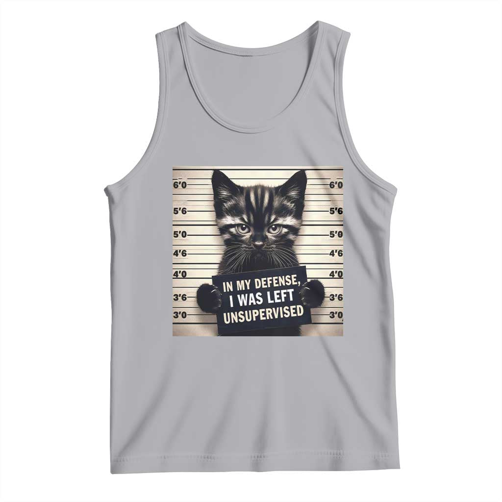 Funny Bad Cat Attitude Tank Top In My Defense I Was Left Unsupervised TS12 Athletic Heather Print Your Wear